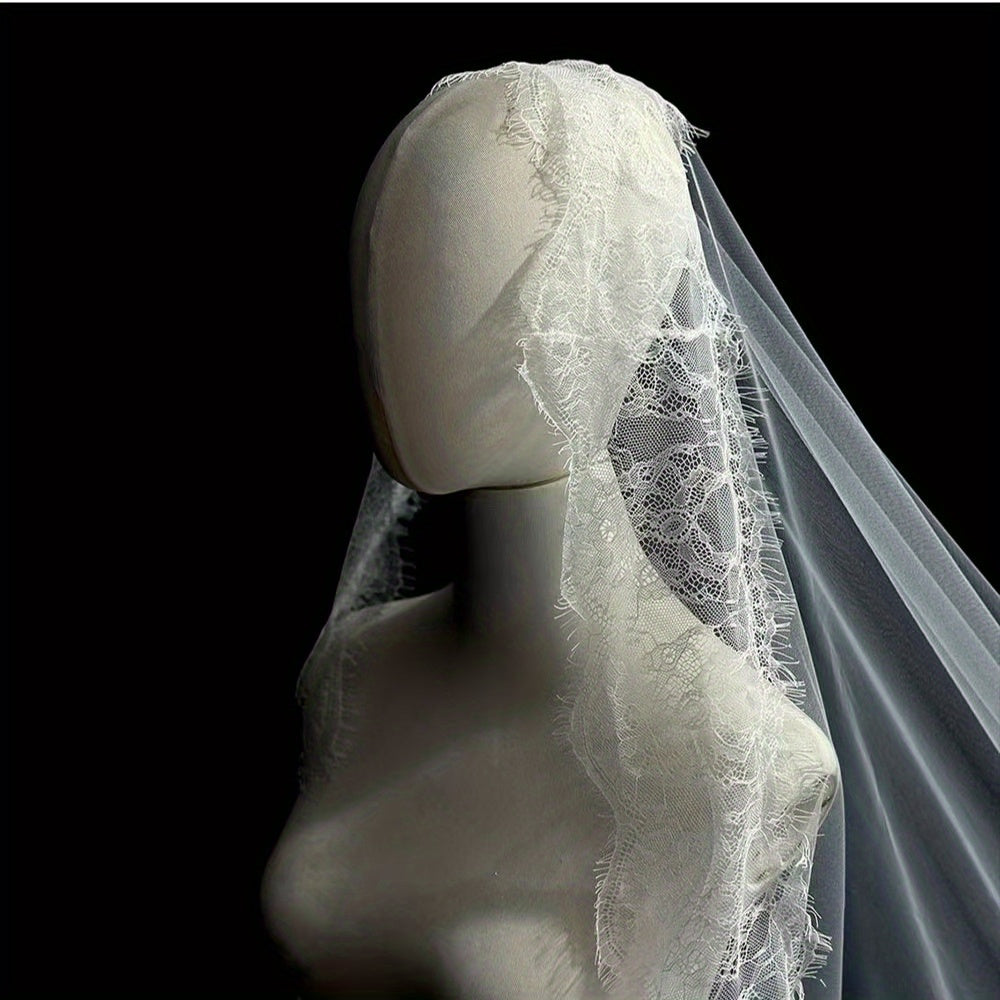 Floral Lace Wedding Veil Trail Bridal Accessory