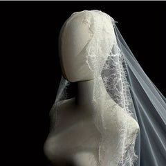 Floral Lace Wedding Veil Trail Bridal Accessory