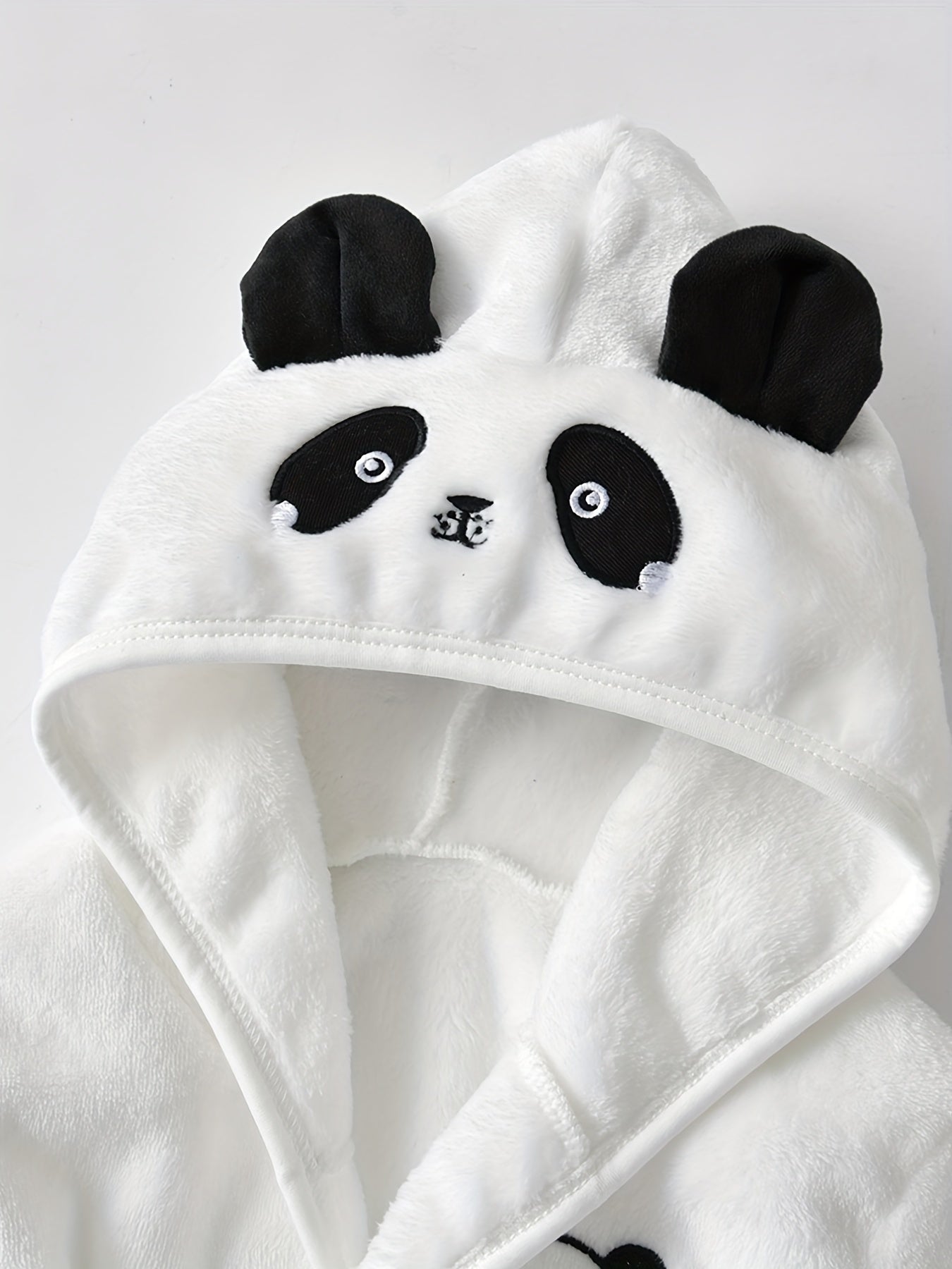Panda Shape Hoodie Kids Pajamas Fleece Bathrobe