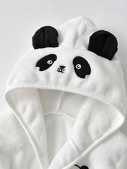 Panda Shape Hoodie Kids Pajamas Fleece Bathrobe