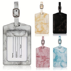 Marble Pattern Luggage Tag Lightweight PU Leather Travel Accessories