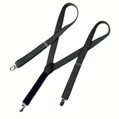Men's Adjustable Elastic Suspenders w/ 3 Clips for Trousers Braces