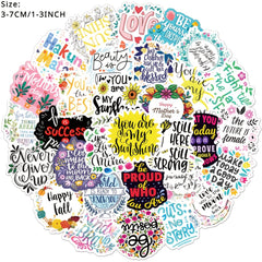50pcs Inspirational Text Sentence Phone Case Stickers Waterproof DIY Decoration