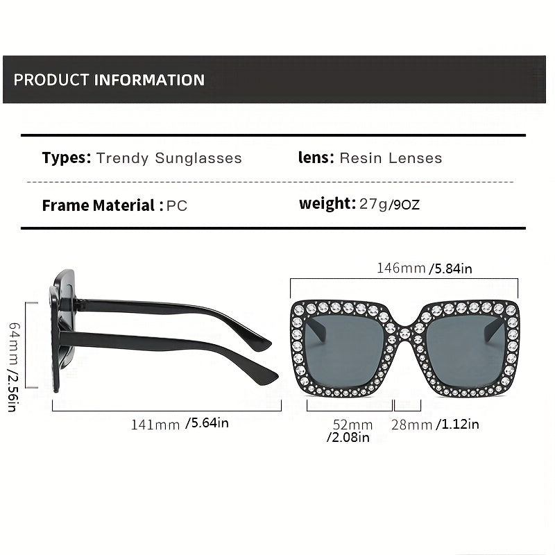 Oversized Rhinestone Decor Sunglasses Gradient Glasses UV400
