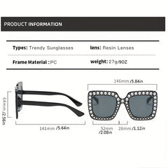 Oversized Rhinestone Decor Sunglasses Gradient Glasses UV400