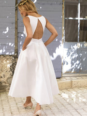 V Neck Bridesmaid Dress Backless Mid Waist Summer Dress Wedding Party