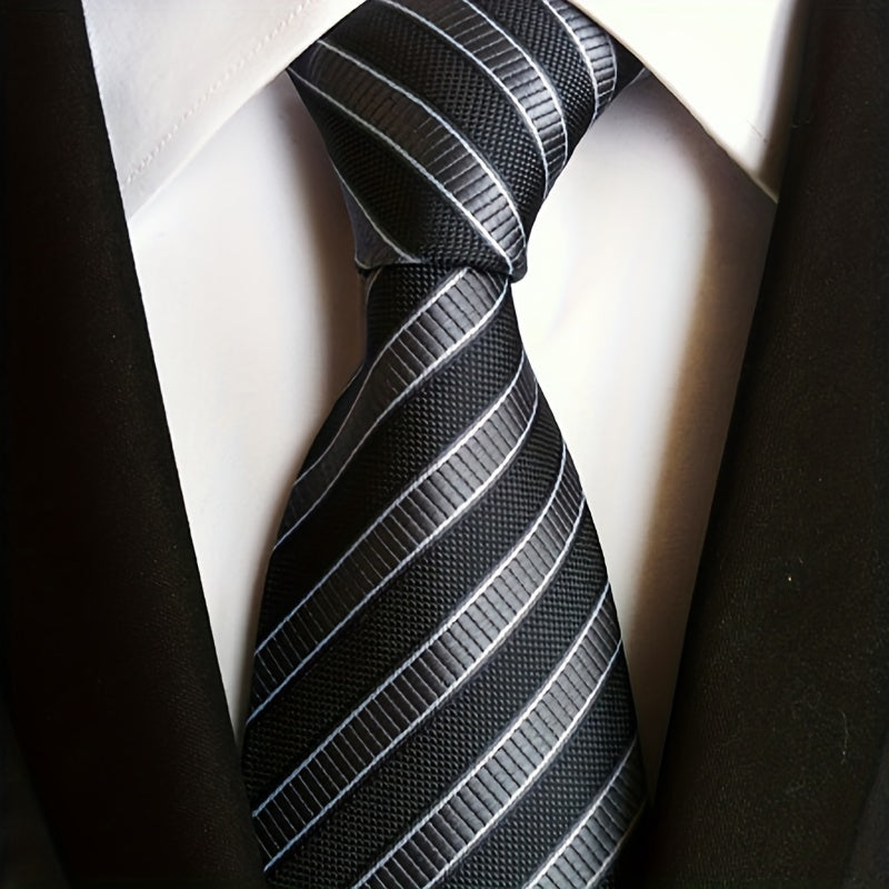 Striped Poly Necktie Business Wedding Tie For Men