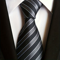 Striped Poly Necktie Business Wedding Tie For Men