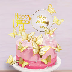 10pcs Golden Butterfly Cake Toppers for Birthdays and Weddings