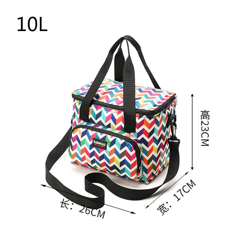 10L Cooler Bag Thermal Insulated Refrigerator Tote Lunch Box Zipper Picnic Bag