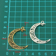 10Pcs 33*40mm Hollow Moon Charm Metal Pendant For DIY Jewelry Making