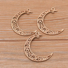 10Pcs 33*40mm Hollow Moon Charm Metal Pendant For DIY Jewelry Making