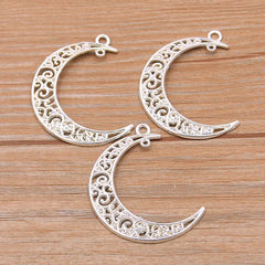 10Pcs 33*40mm Hollow Moon Charm Metal Pendant For DIY Jewelry Making