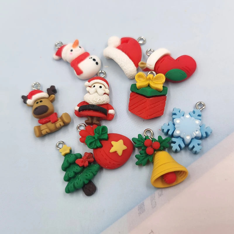 10Pcs Christmas Charms DIY Earring Resin Pendant C1072