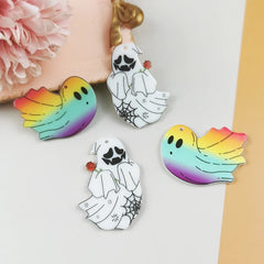 10Pcs Flying Ghost Halloween Acrylic Charms Specter Earring Pendant DIY Accessor