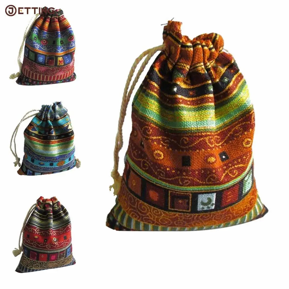 10Pcs Cotton Drawstring Pouches Wedding Favor Bags Vintage Sachet 9.5*12cm