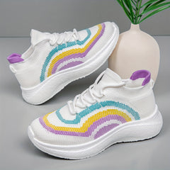 Women's Chunky Sneakers Knit Lace Up Sports Shoes