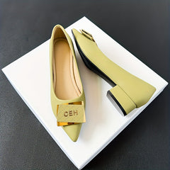 Metallic Decor Flat Shoes Slip On Point Toe Low Shallow Mouth Soft Shoes