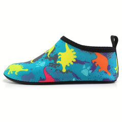 Kids Dinosaur Print Water Shoes, Quick Drying Aqua Shoes