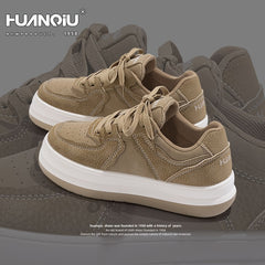 HUANQIU Women's Thick Sole Lace-up Skate Shoes Comfy Platform Sneakers