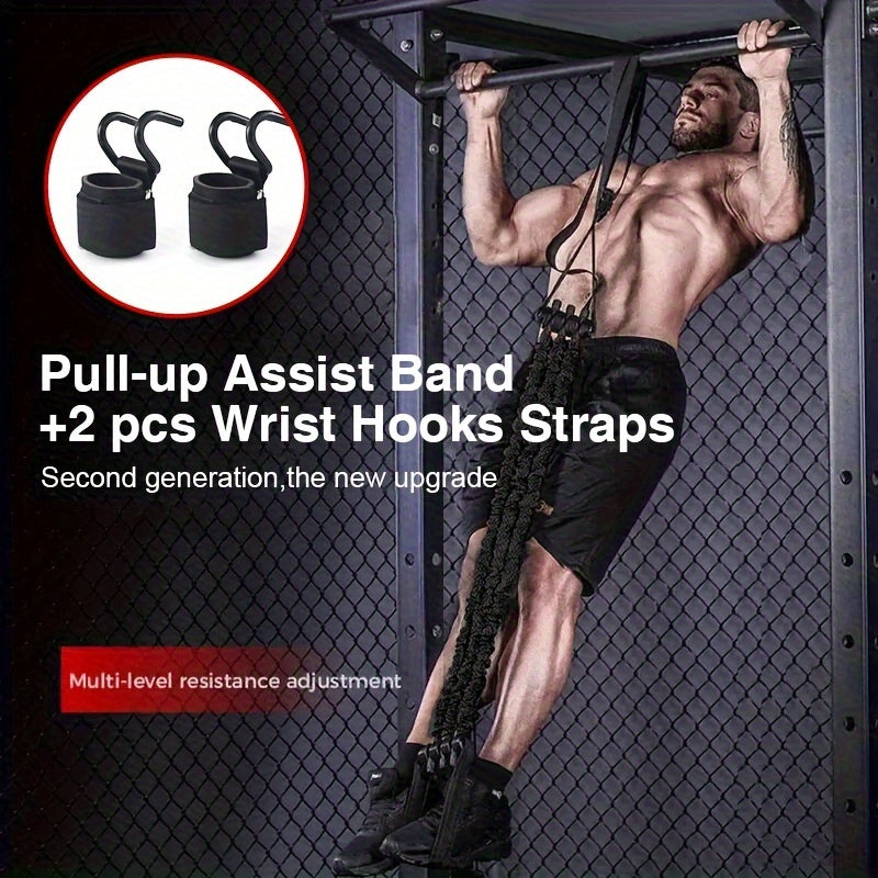 3pcs Pull Up Assist Set Elastic Strap Wrist Hooks Gym Power Training