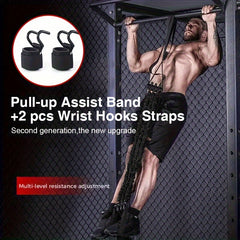 3pcs Pull Up Assist Set Elastic Strap Wrist Hooks Gym Power Training