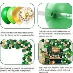 140pcs Jungle Party Balloons Kit Green Dinosaur Party Decorations