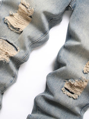 Men's Slim Fit Ripped Jeans Casual Street Style Denim Pants