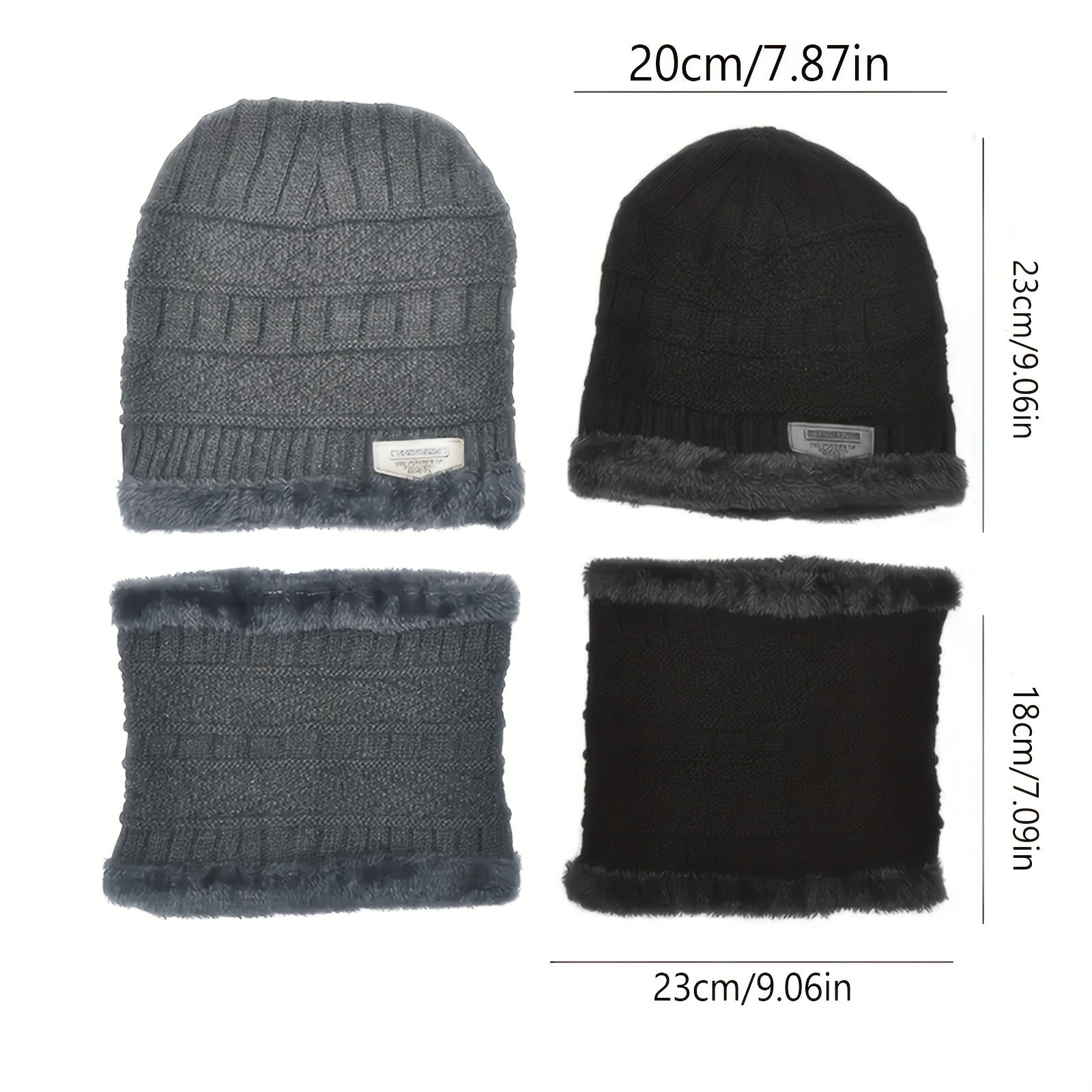 Striped Warm Winter Hats With Neck Scarf - Cycling Skiing Gear