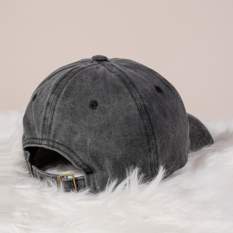 Mushroom Washed Baseball Cap Adjustable Buckle Closure Cap