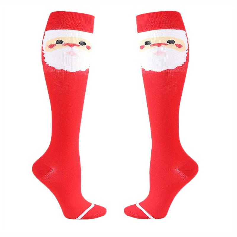 6 Pairs Christmas Compression Socks - 20-30mmHg Support - Men & Women