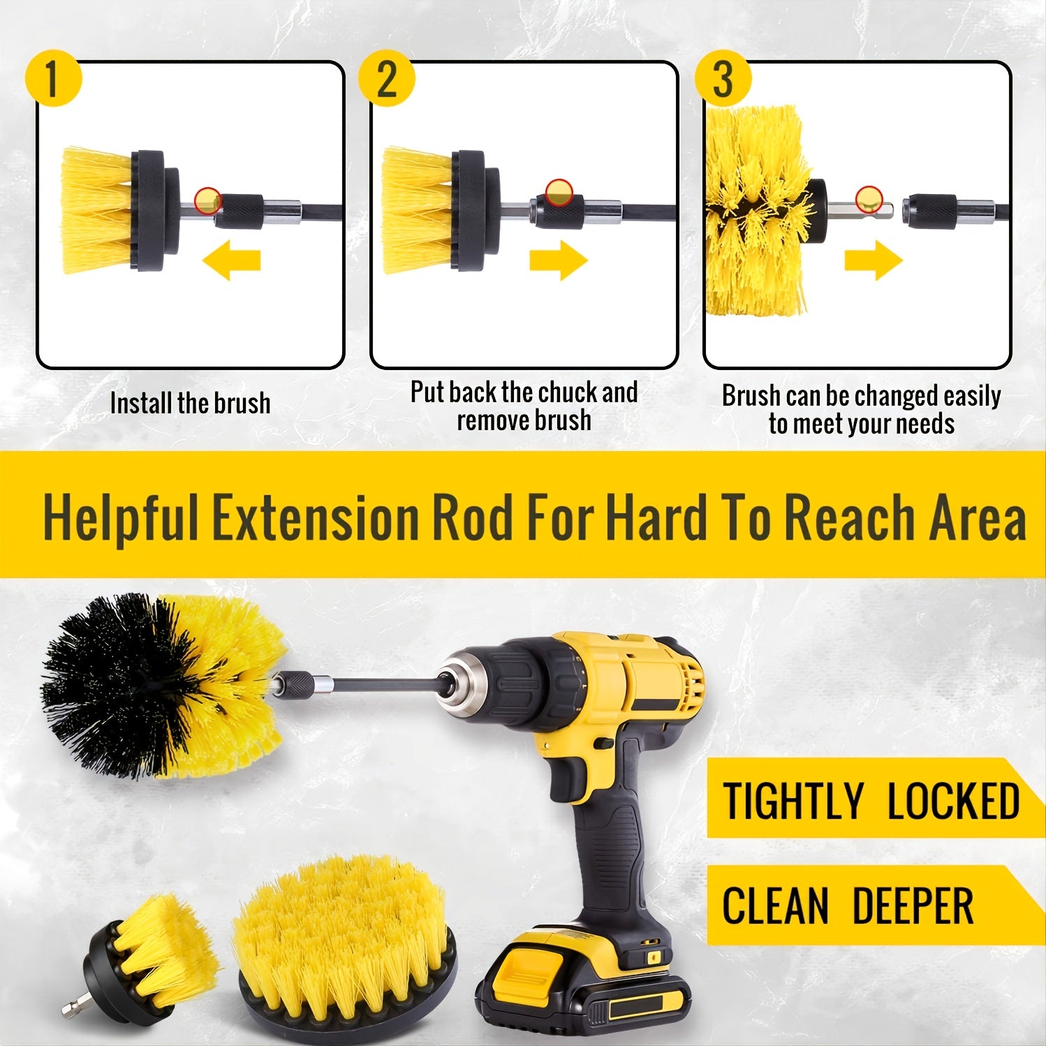 4pcs Drill Brush Attachment Set Power Scrubber Brush Cleaning Kit