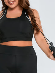 Colorblock Round Neck Cut Out Sports Bra