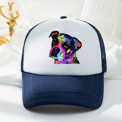 Pug Dog Trucker Hat Mesh Animal Pattern Baseball Cap Casual Sunshade Dad Hats