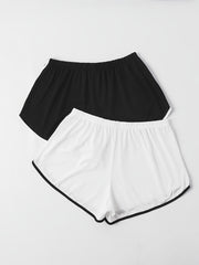 2 Pack Plus Size Casual Pajama Shorts Set Women's Plus Wide Leg