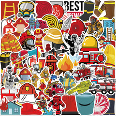Set of 52 Firefighter Stickers for Skateboards, Laptops, Cars, Bikes