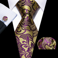 Barry Wang Men's Silk Floral Jacquard Tie Set
