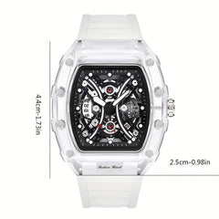 Men's Transparent Silicone Waterproof Wine Barrel Quartz Watch