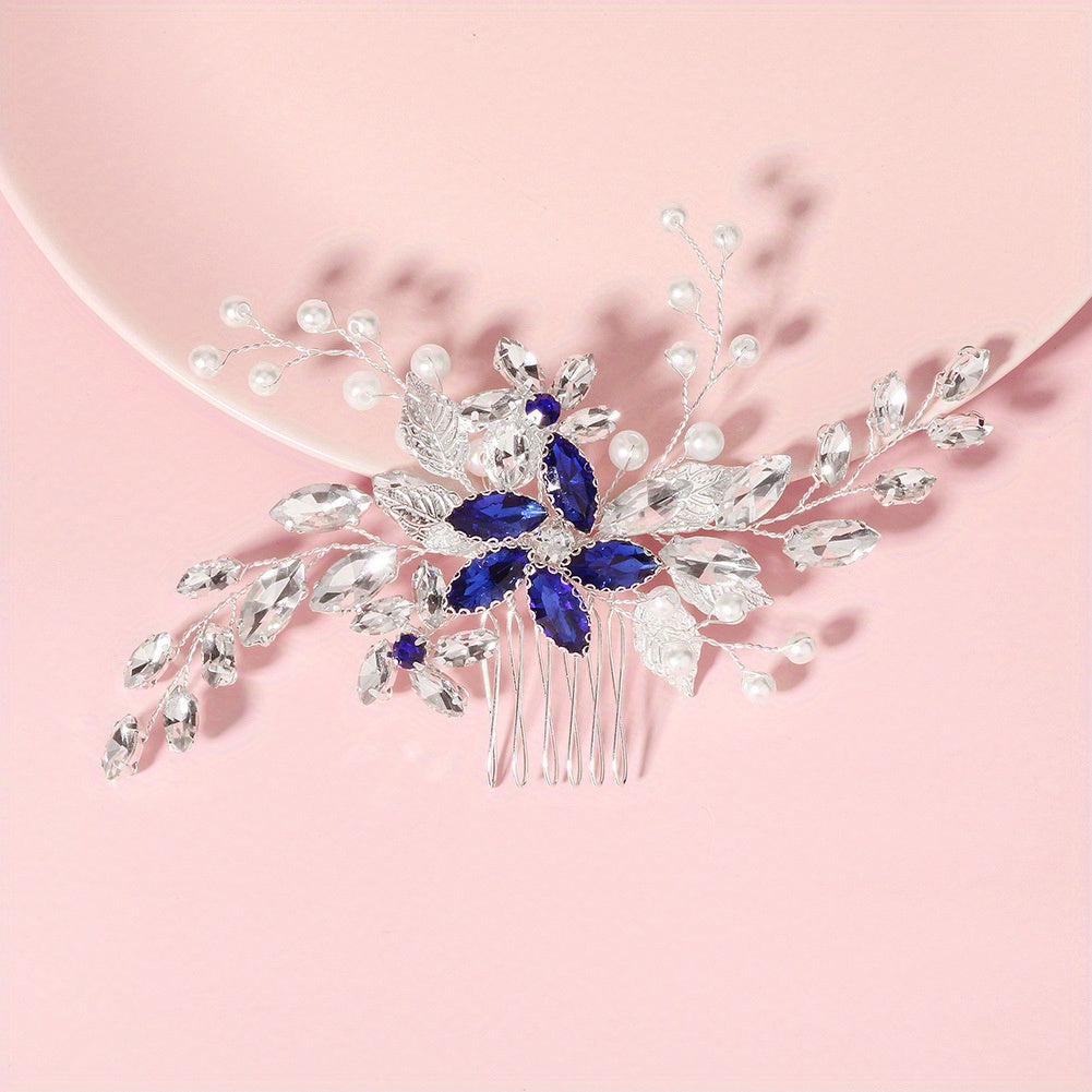 Bridal Hair Comb with Faux Pearl and Crystal Insert