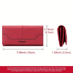 Women's Long Wallet Leather Functional Large Capacity Snap Closure
