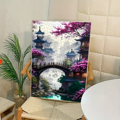 1000pcs Cherry Blossoms & Pagodas Puzzle Scene DIY Hobbyist Art Decor Ideal Gift