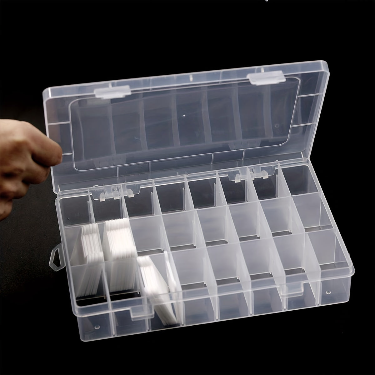 24-Grid Plastic Storage Box Transparent Detachable Tray Waterproof Dustproof