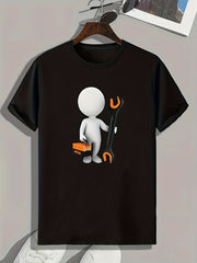 Creative Cartoon Print Men's Graphic T-shirt for Summer