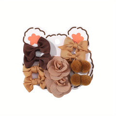 10pcs Bowknot Ball Flowers Hair Ties - Ponytail Floral Touch