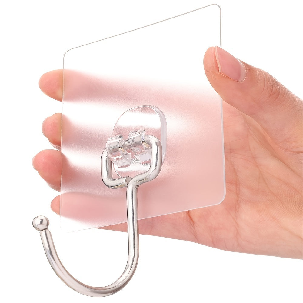 10pcs Adhesive Hooks Heavy Duty Waterproof Stick Large Wall Hooks