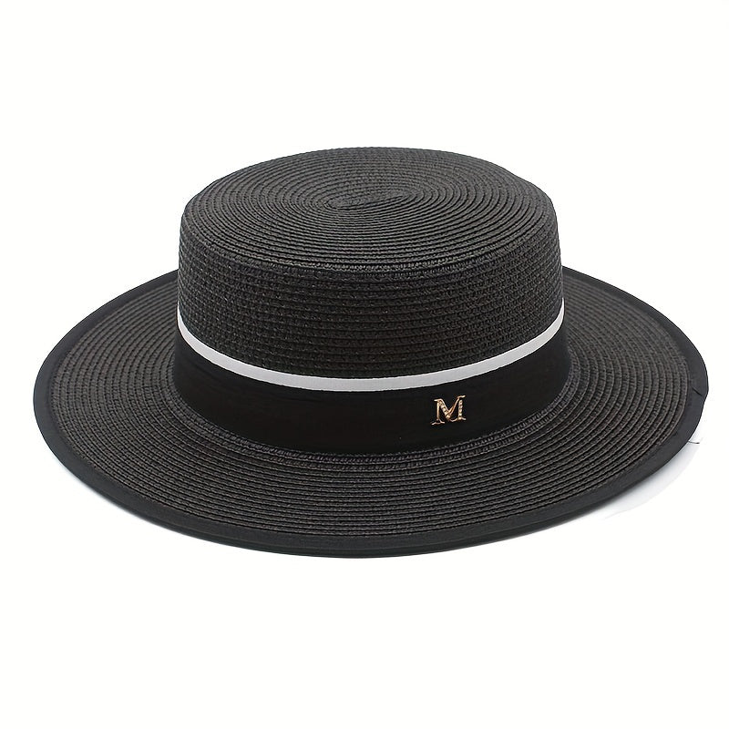 Vintage Sun Fedora Hats Straw Hat Retro Golden Braided Hat Sunshade Flat Cap