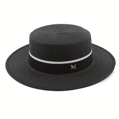 Vintage Sun Fedora Hats Straw Hat Retro Golden Braided Hat Sunshade Flat Cap