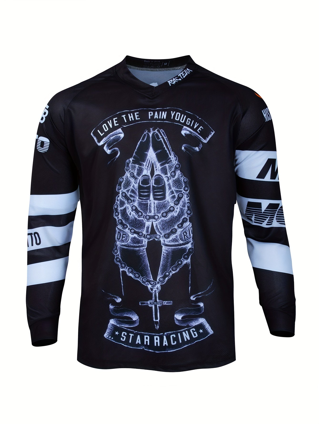 Men's Hands Pattern Cycling Jersey Long Sleeve Shirt