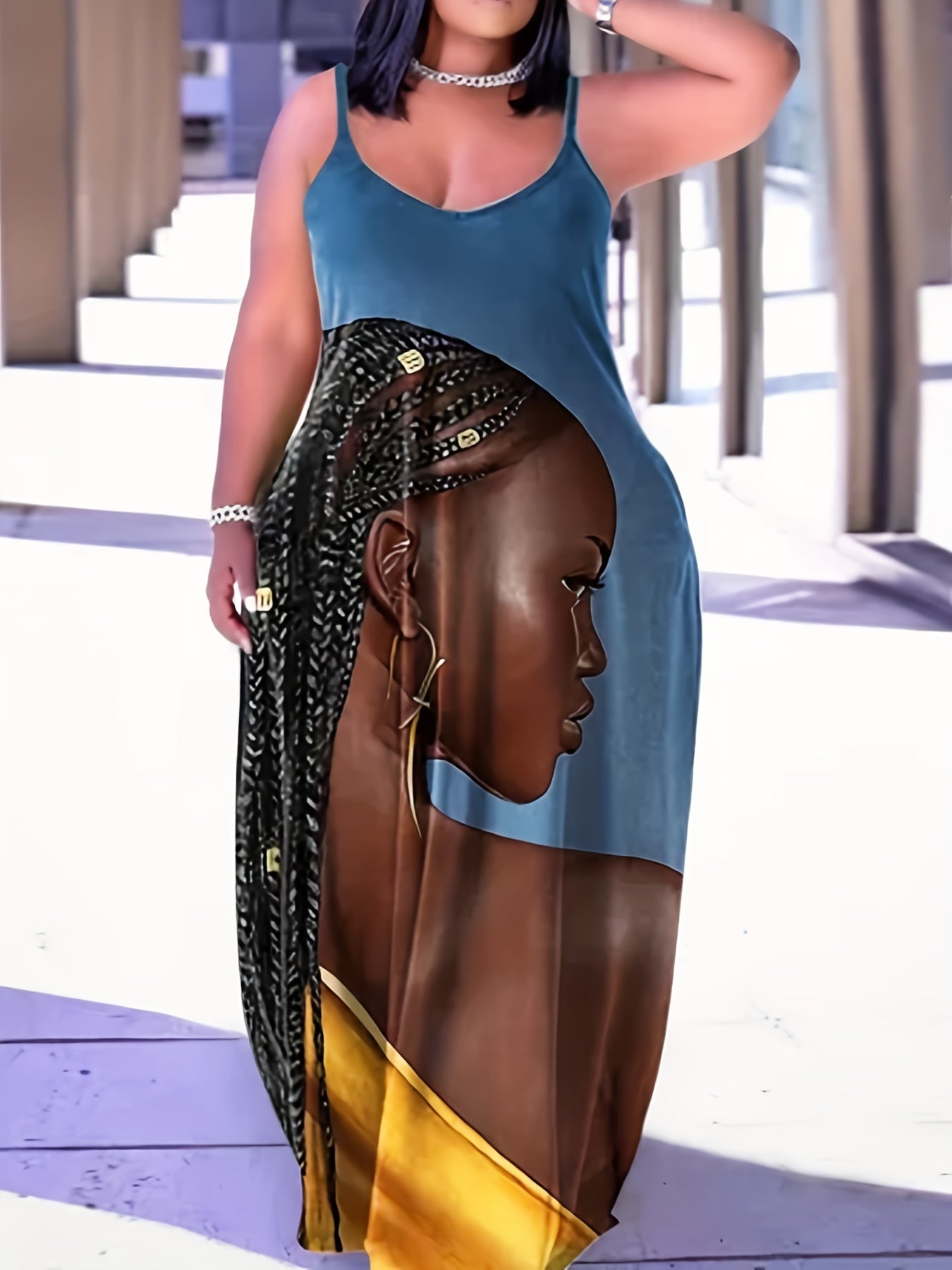 Figure Print Maxi Cami Dress