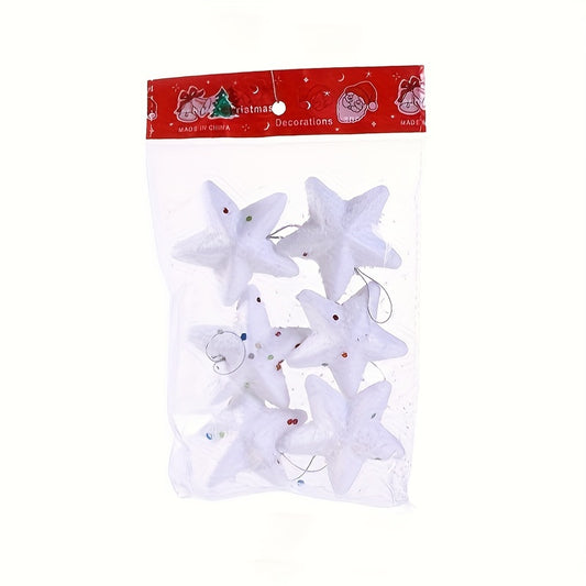 6pcs Christmas Foam Pentagram Pendant Christmas Decorations